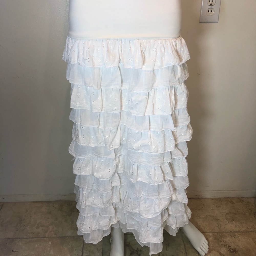 White Cotton Ruffle Beach Skirt/Dress